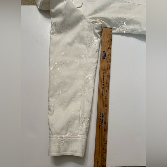 Julie Mitchell Urban Collection embrodery sequin denim jacket ivory 14 - Picture 7 of 16